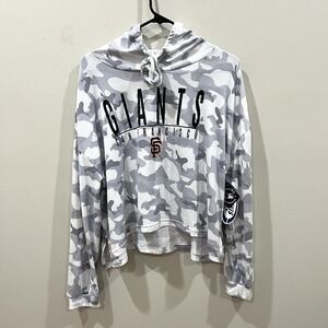 San Francisco Giants MBA Women's Hoodie Gray White Camo Size Medium Cropped NWT